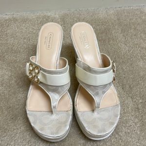 Coach Womens Signature Wedge Sandals EUC